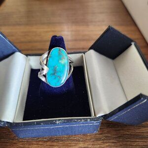 Vintage Native American Sterling Silver Turquoise Ring Size 4 Handcrafted
